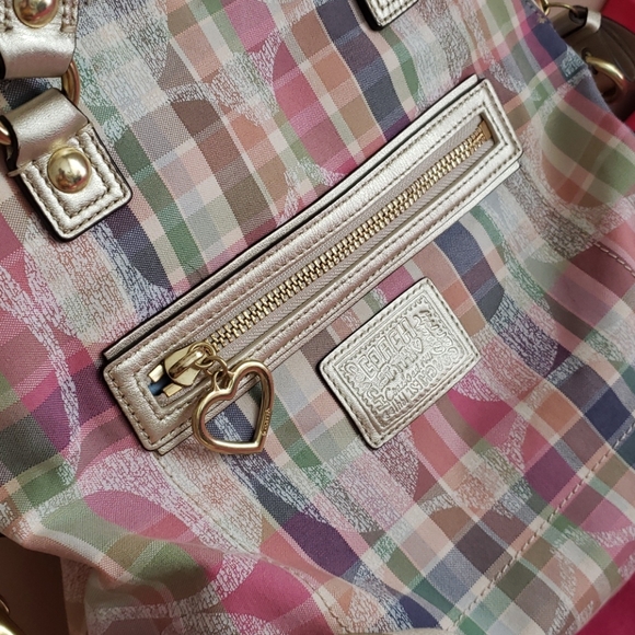 Coach Poppy crossbody satchel 2 way plaid purse - Picture 13 of 14